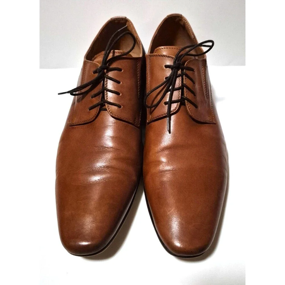 ALDO Men's Tan Brown Leather Lace Up Dress Shoes Square Toe Size 13